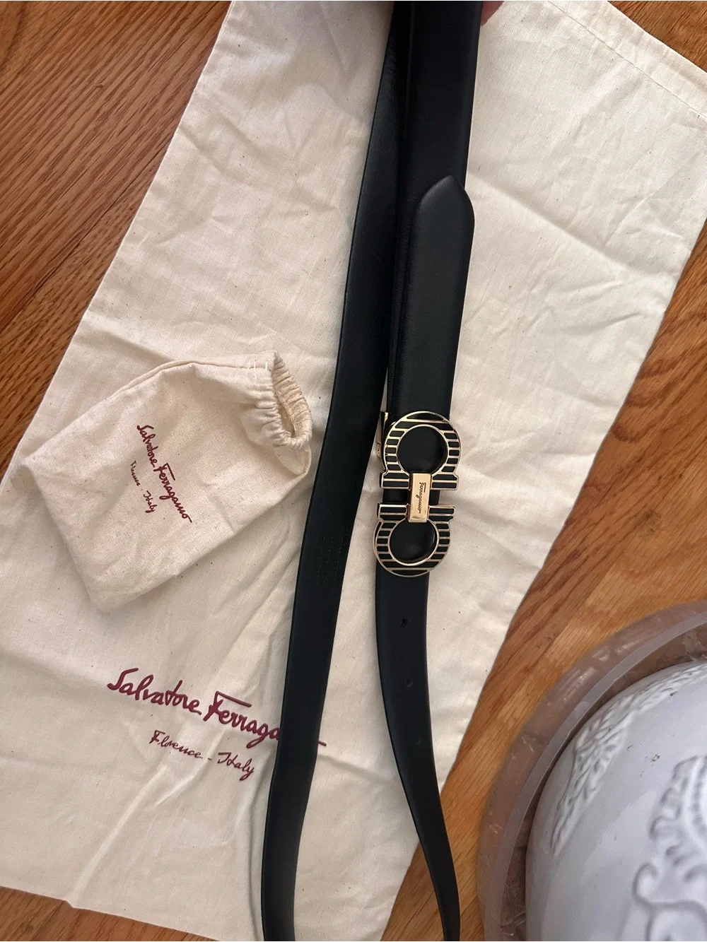 Salvatore Ferragamo polished gold